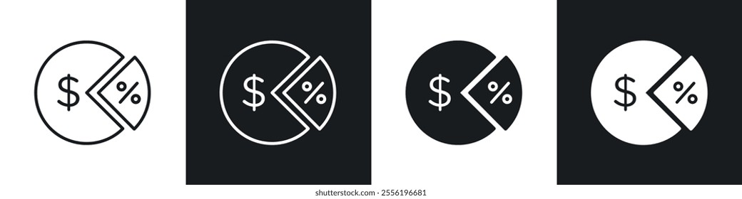 Dividend linear icon set for app, and web design.