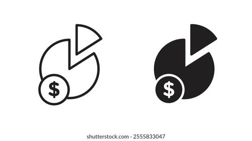 Dividend outlined and solid icon vector collection.