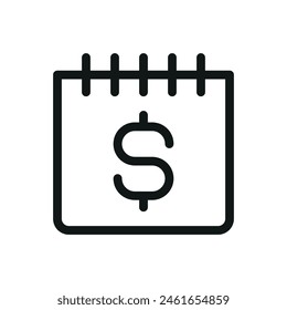Icono de fecha de pago de dividendos aislado, icono de Vector de día de pago con trazo editable