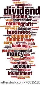 Dividend word cloud concept. Vector illustration