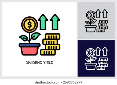 Ícone Rendimento de Dividendo Ilustração de Vetor de Estilo Múltiplo