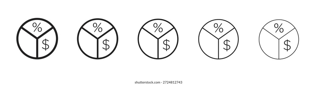Icono de rendimiento de dividendos. Estilo de contorno simple. Elementos gráficos.