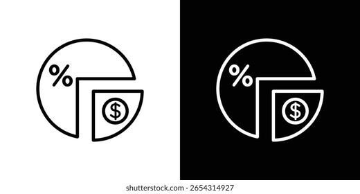 Los iconos de rendimiento de dividendos en estilo de línea. Trazos editables en blanco y negro