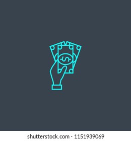 Dividends concept blue line icon. Simple thin element on dark background. Dividends concept outline symbol design from Accounting set. Can be used for web and mobile UI/UX