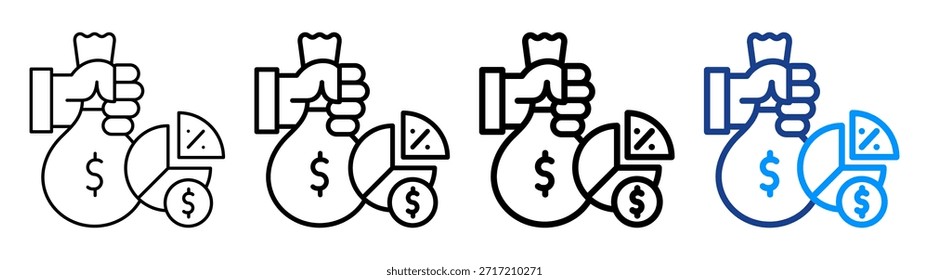 Conjunto de Colección de contorno diferente de ícono de dividendos