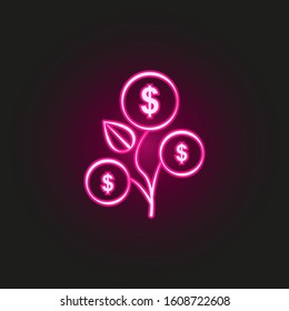 Dividends neon style icon. Simple thin line, outline vector of finance icons for ui and ux, website or mobile application