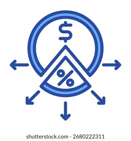 Dividends Payment Icon Blue Vector Illustration