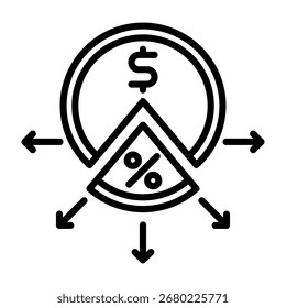 Ícone de Pagamento de Dividendos - Ilustração do Vetor de Linha