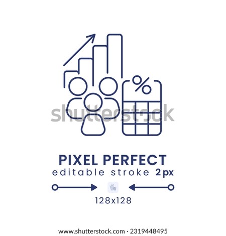 Dividends Tax linear desktop icon. Taxable earnings. Shareholder payment levy. Pixel perfect 128x128, outline 2px. GUI, UX design. Isolated user interface element for website. Editable stroke