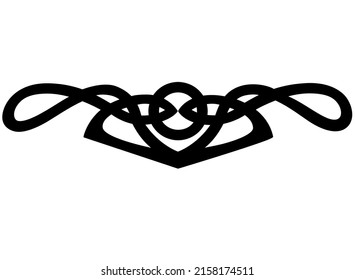 Divider, border for text in Celtic style - vector silhouette element. Celtic ornament black silhouette