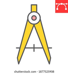 Divider color line icon, compass and architect, divider sign vector graphics, editable stroke filled outline icon, eps 10