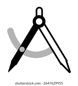 Divider Compass icon on transparent background, flat line design, vector illustration