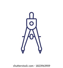 divider, compass tool line icon on white
