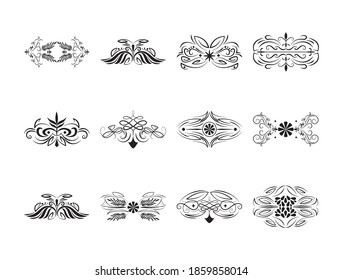 divider decoration flourishes swirls vintage icons set vector illustration