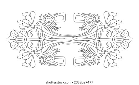 Divider, decorative layout element - hand drawn black and white vector illustration. 