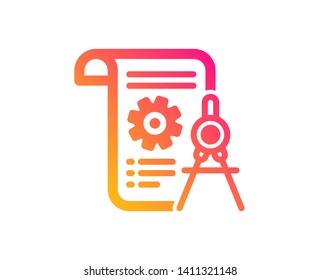 Divider document icon. Engineering cogwheel tool sign. Cog gear symbol. Classic flat style. Gradient divider document icon. Vector