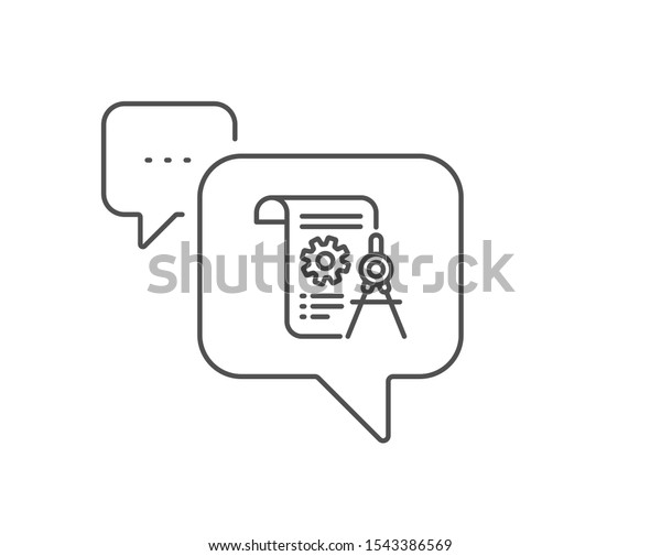 Divider document line icon. Chat bubble\
design. Engineering cogwheel tool sign. Cog gear symbol. Outline\
concept. Thin line divider document icon.\
Vector