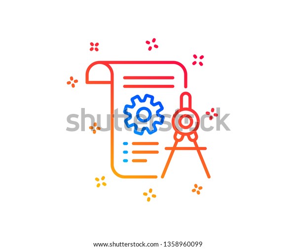 Divider document line icon.\
Engineering cogwheel tool sign. Cog gear symbol. Gradient design\
elements. Linear divider document icon. Random shapes.\
Vector