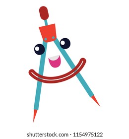 Divider flat icon, Funny calipers with cartoon smiling mascot vector illustration.