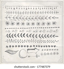 divider flower nails drawn vector straight boundary set and design element divider flower line vegetation petal nails gathering hand cooperation black abstraction boundary pile single sprout drawn sig