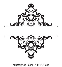 Divider or frame in calligraphic retro style isolated on white background.
