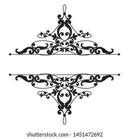 Divider or frame in calligraphic retro style isolated on white background.