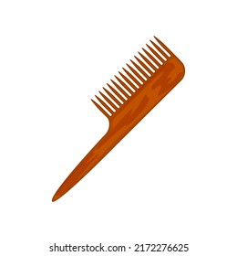 Icono de pincel de pelo divisor. Peine de madera con punta afilada para estilizar y desprenderse del pelo. Equipamiento para peluquería. Herramienta de accesorio de barbero. Concepto de belleza. Ilustración vectorial aislada.