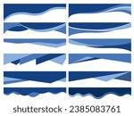 Divider Header for App, Banners or Posters. Set of Template Dividers Shapes for Website. Curve Lines, Drops, Wave Collection of Design Element for Top, Bottom Page Web Site.