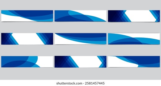 Divider Header for App, Banners or Posters. Set of Template Dividers Shapes for Website. Curve Lines, Drops, Wave Collection of Design Element for Top, Bottom Page Web Site.