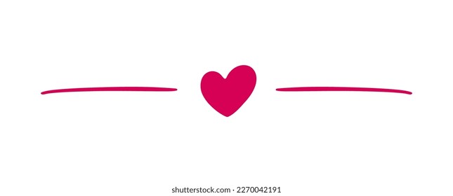 Divider with heart. Vector illustration. Isolated on white background