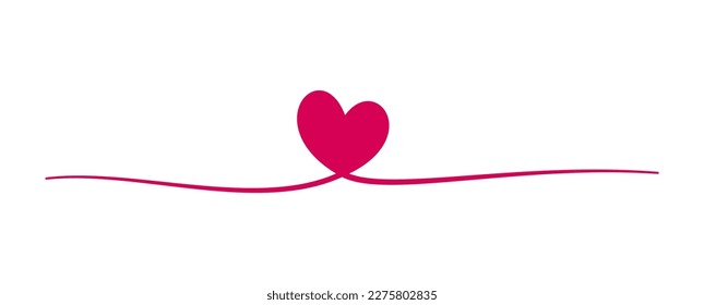 Divider with heart. Vector illustration. Isolated on white background