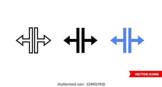 Divider icon of 3 types: color, black and white, outline. Isolated vector sign symbol.