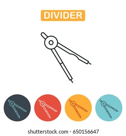 Divider icon. Compass. Single line icon. Education icon for web and graphic design. Line style logo. Vector illustration.
