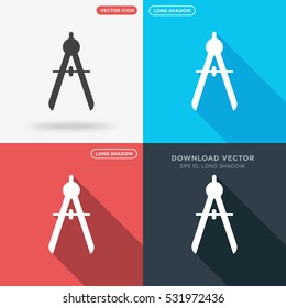 Divider icon illustration isolated vector, Stationery compasses sign symbol