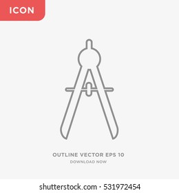Divider icon illustration isolated vector, Stationery compasses sign symbol
