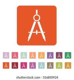 The divider icon. Surveyor and geometry, engineer, architect, school symbol. Flat Vector illustration. Button Set