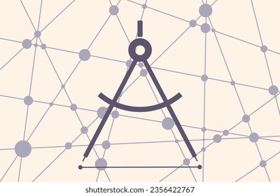 Divider logo design. Surveyor and geometry, engineer, architect, school symbol . Connected lines with dots.