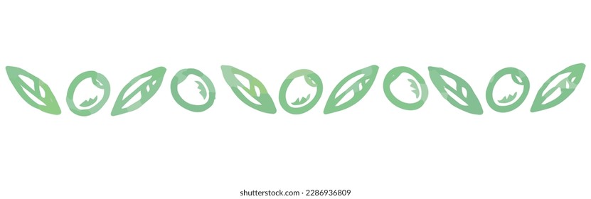 Divider with olive and leaves. Watercolor. Vector illustration.