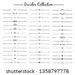 Divider ornament big set collection. Hand drawn vector dividers of Lines, borders and laurels set in doodle style design vector.