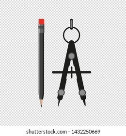 Divider And Pencil Icons - Vector Illustrations - Isolated On Transparent Background
