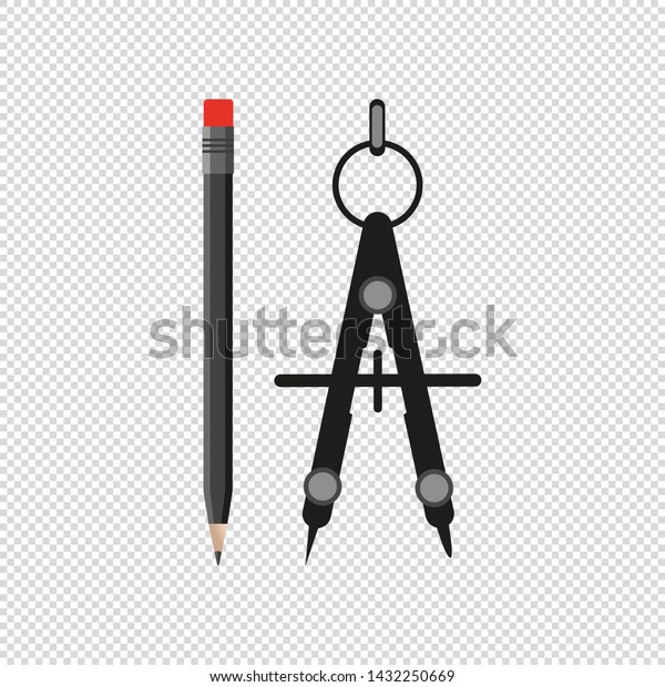 Divider And Pencil Icons - Vector\
Illustrations - Isolated On Transparent\
Background