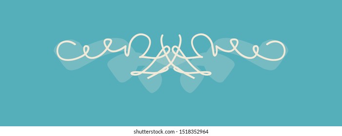 Divider with ribbons. Vector. Isolated. Titled sepated layers. For adorning of philarmonic ticket, bakery interior, calling card and other.