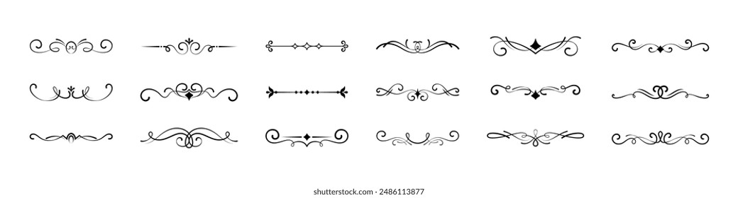 Divider set. Page border set. Chapter division. Isolated dividers vector sign.