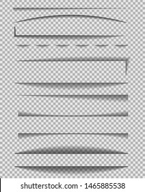 Divider shadow line. Frame of edge of paper on transparent background.Paper line with shadow for banner, web tab.Lines shadow effect.vector eps10