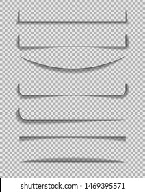 Divider shadow line. Frame of edge of paper on transparent background.Paper line with shadow for banner, web tab.Lines shadow effect.vector eps10