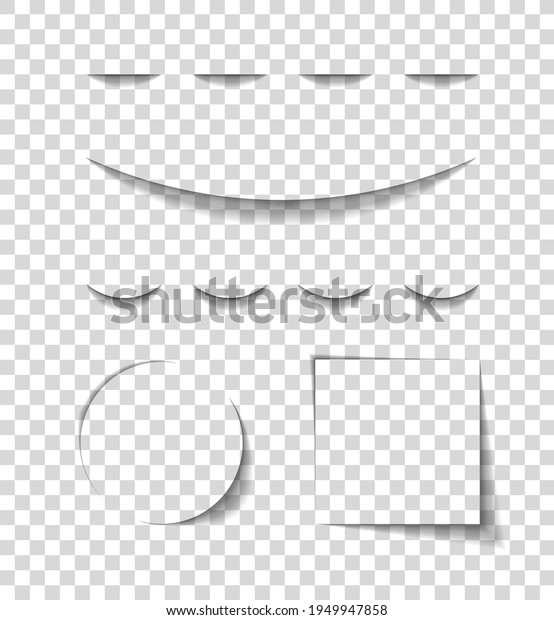 Divider of shadow. Divider of paper with shadows.\
Box, lines for web page. Banner with frame on transparent\
background. Design borders with effect for text. Set of graphic\
element for website.\
Vector.