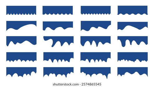 Divider Shape Set for Website Top or Bottom Section. Modern separator header for website and app. Design Element Collection for Web Page. Isolated Vector Illustration.