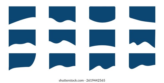 Divider Shapes for Web Pages Set. Abstract Elements for Header and Bottom Sections of Website. Wave and Curved Form Separators for Poster, App, Banner Background. Vector Illustration