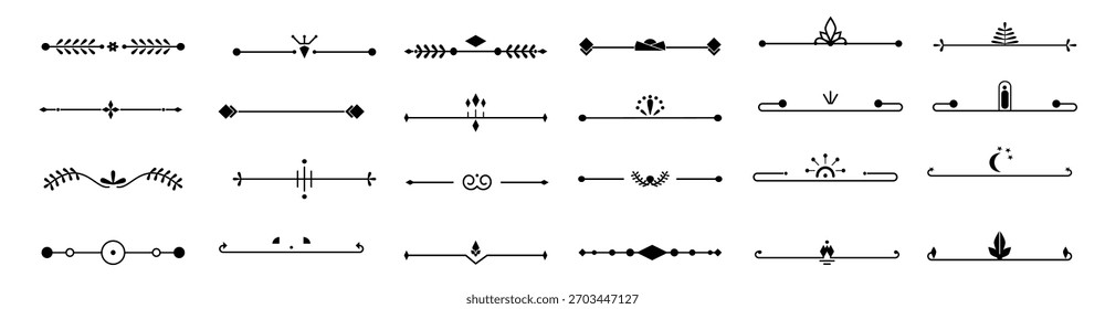 Divider Silver Line Set Art Deco Vector Página Texto