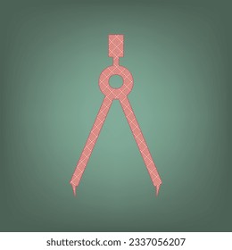 Divider simple sign. Apricot Icon with Brick Red parquet floor graphic pattern on a Ebony background. Feldgrau. Green. Illustration.